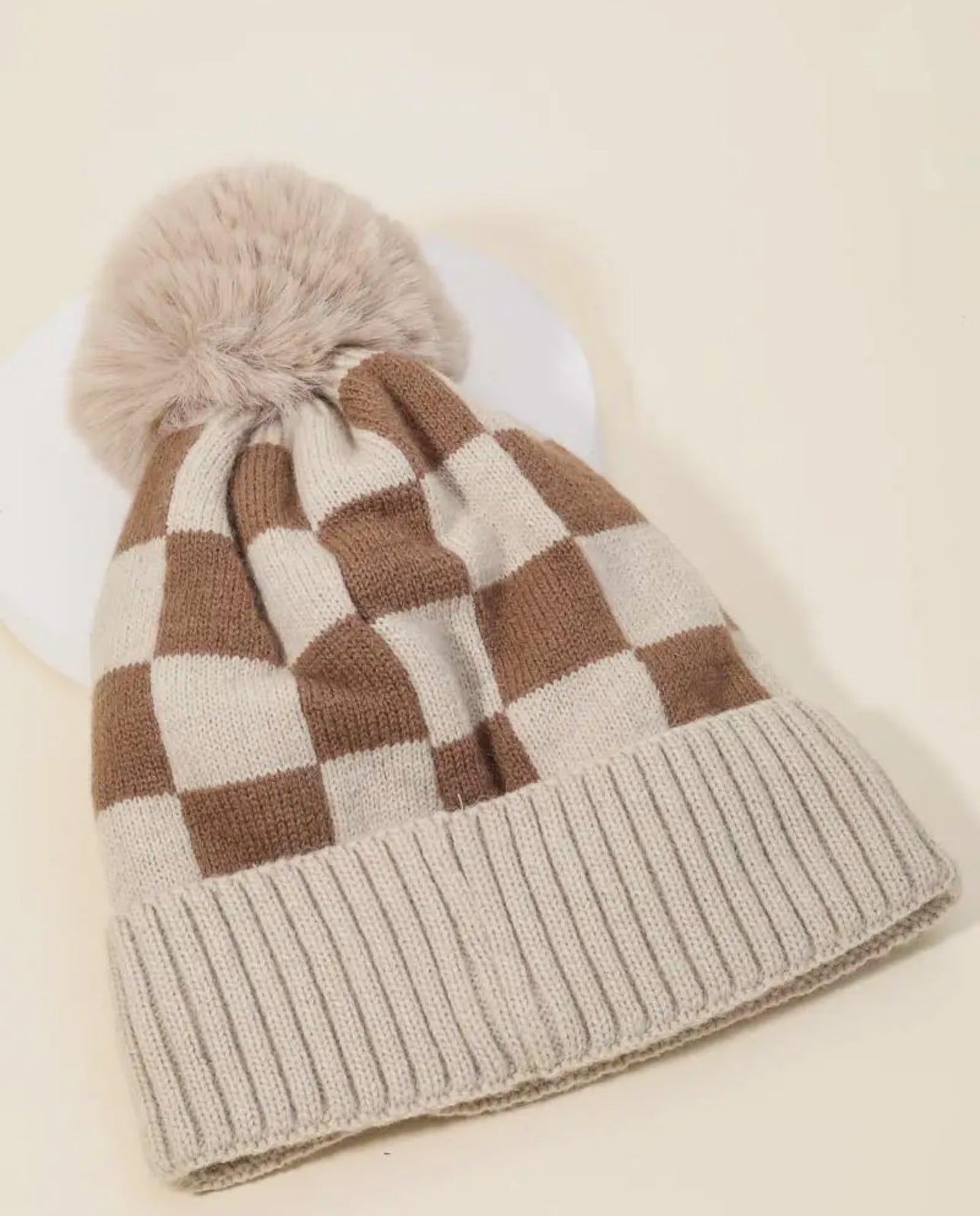 Checkered Beanie (beige)