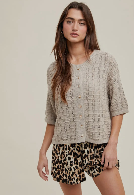 Textured Button Up Knit Sweater