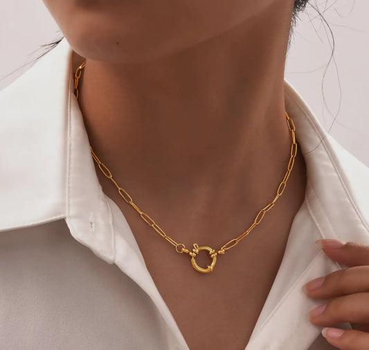 18K Stainless Steel Tarnish Free Circle Necklace
