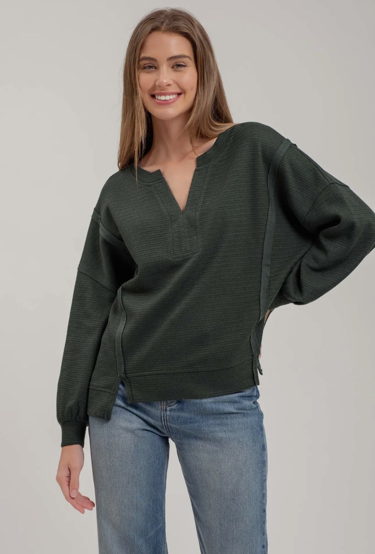 Lila Split Neck Top