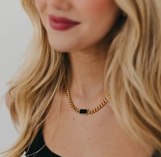 Black Stone Chain Necklace