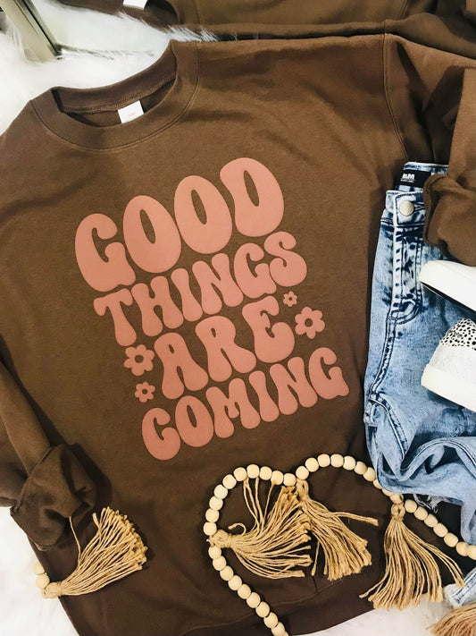 Good Things Are Coming Floral Puff Sweatshirt