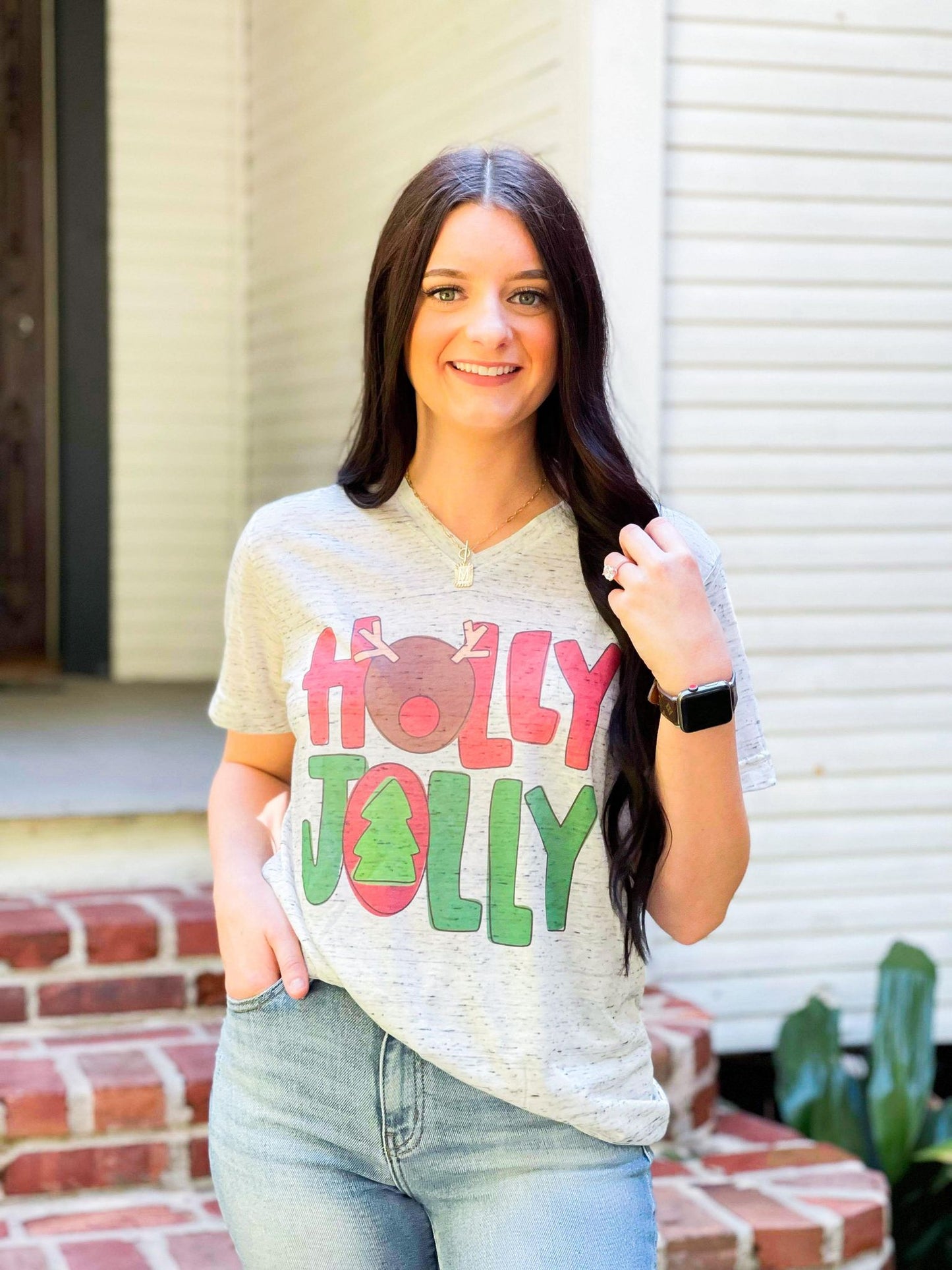 Holly Jolly Reindeer Marble Tee