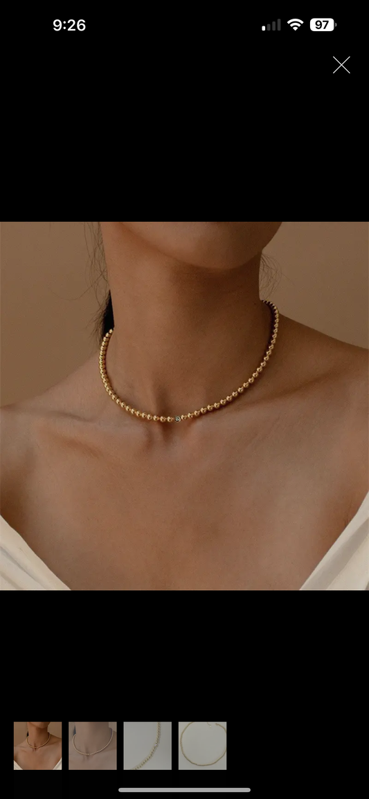18K Stainless Steel Tarnish Free Beaded Necklace