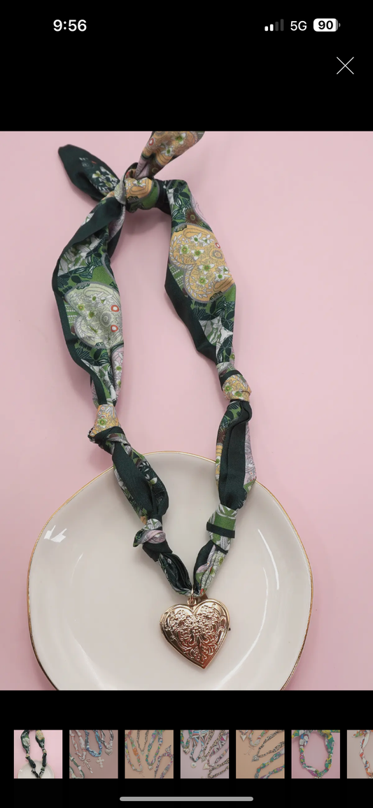 Scarf Charm Necklace Green