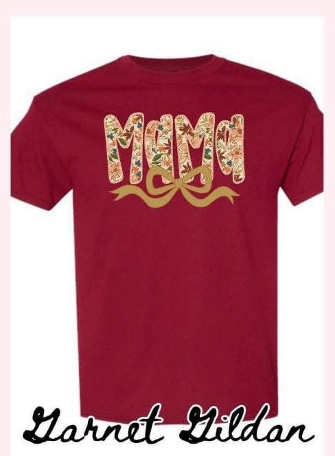 MAMA Fall Bow Flowers Graphic Tee