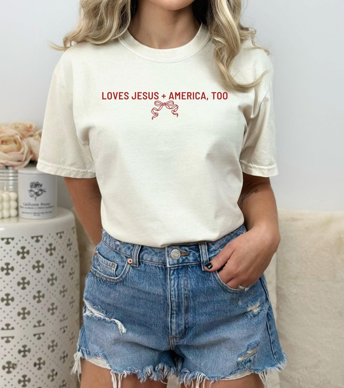 Loves Jesus & America, Too Graphic Tee
