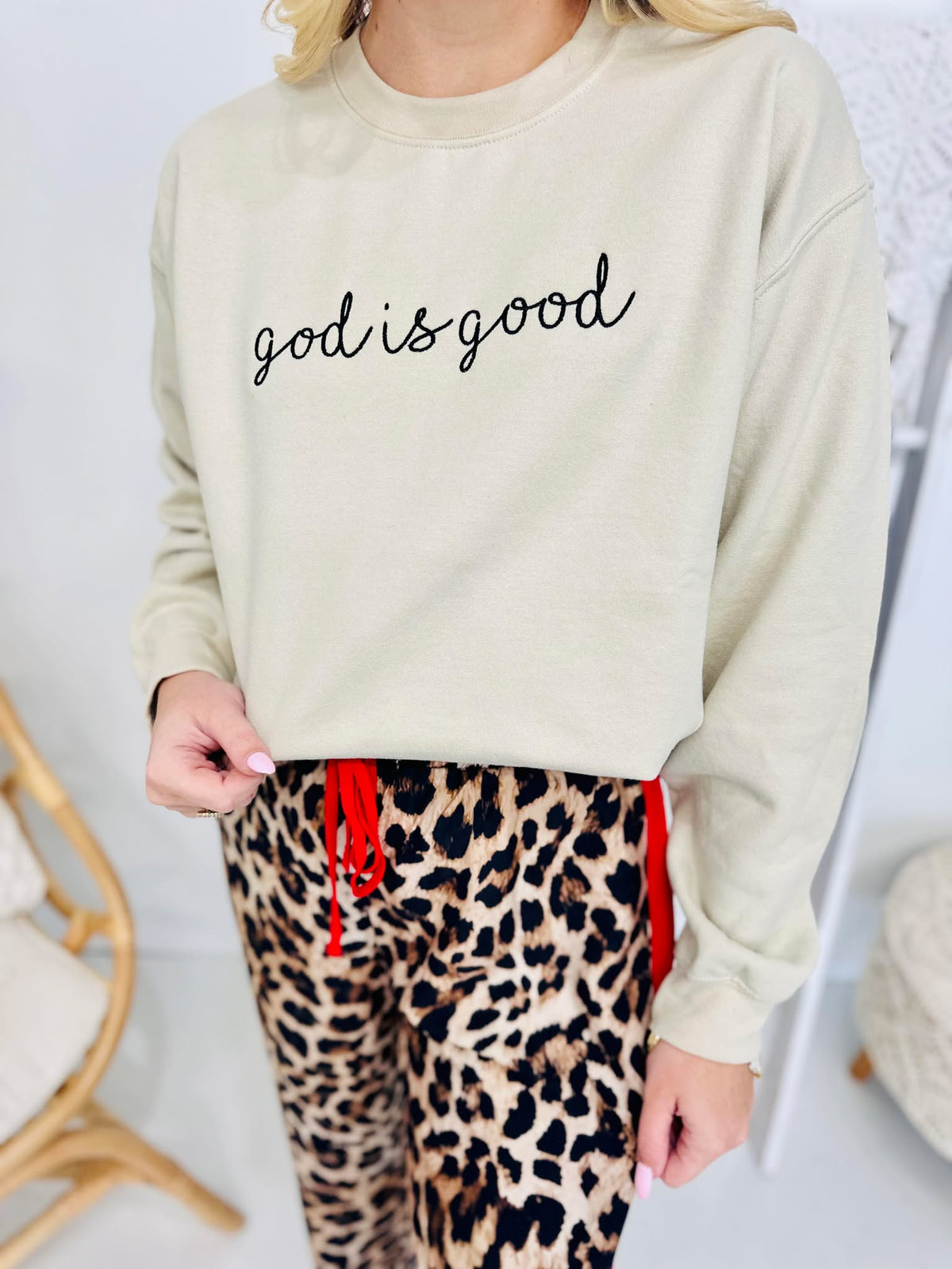 Christian Cursive Embroidered Sweatshirts