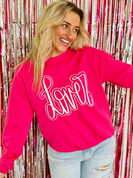 Lover Cursive Double Puff/Glitter Vinyl Sweatshirt