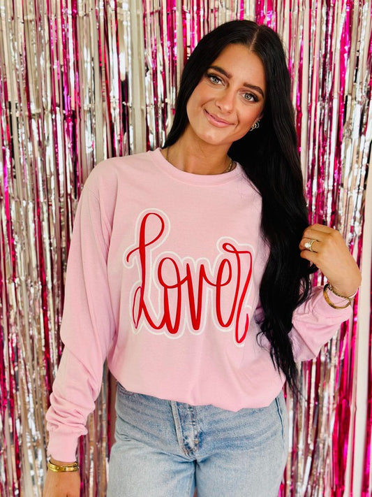 Lover Cursive Puff/Glitter Vinyl Sweatshirt