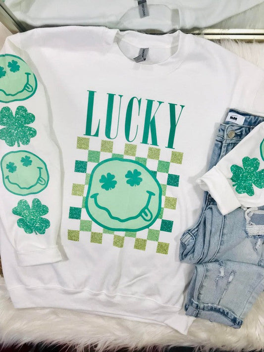 Lucky Drip Smile Sweatshirt With Sleeve Details