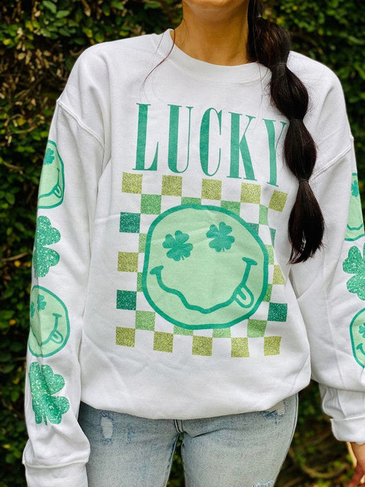 Lucky Drip Smile Sweatshirt With Sleeve Details