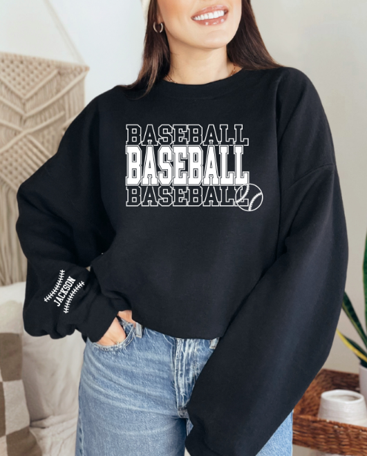 Custom Sport Mom Name Sleeve DTF Sweatshirt
