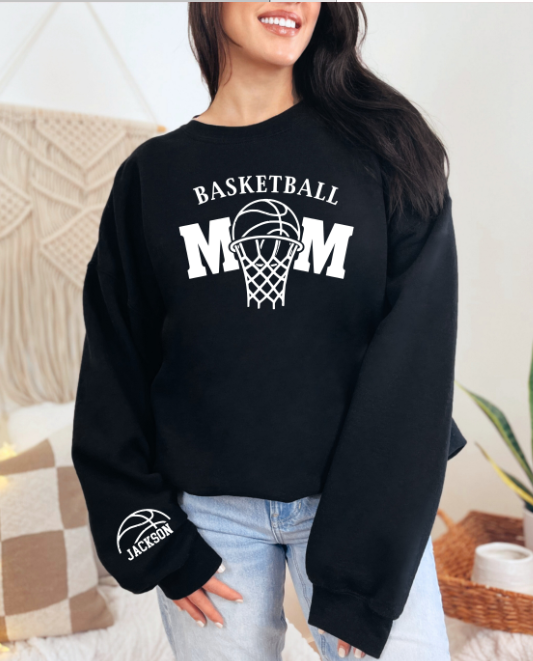 Custom Sport Mom Name Sleeve DTF Sweatshirt