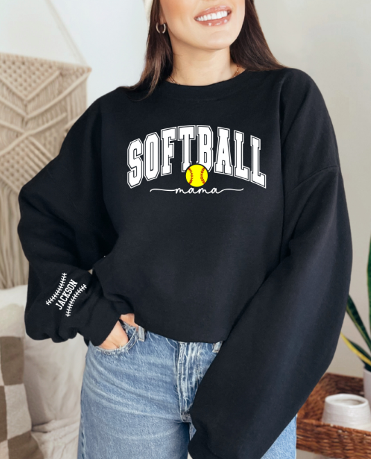 Custom Sport Mom Name Sleeve DTF Sweatshirt