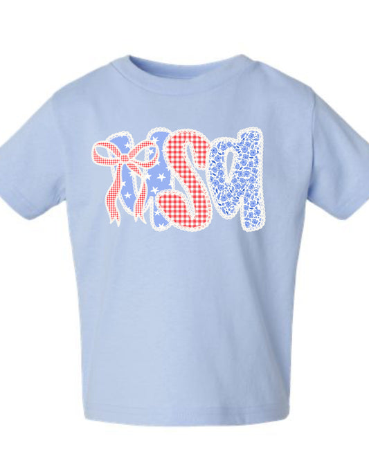 Toddler Lace Trim USA Graphic Tee