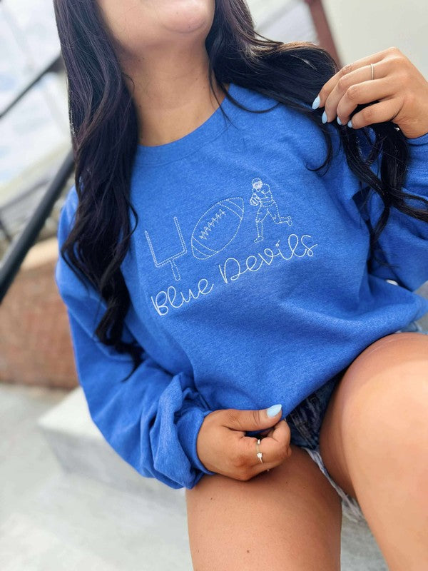 Custom Cutesy Football Trio Embroidered Sweatshirt