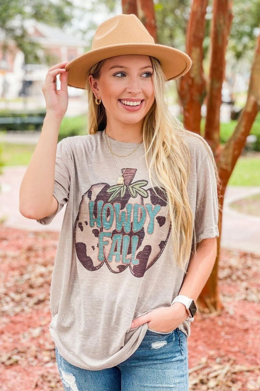 Howdy Fall Pumpkin Marble Tee