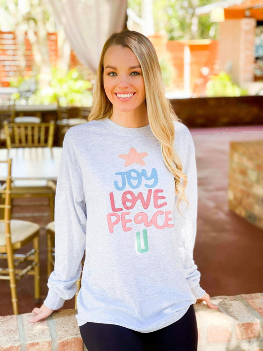 Joy Love Peace Christmas Tree Longsleeve