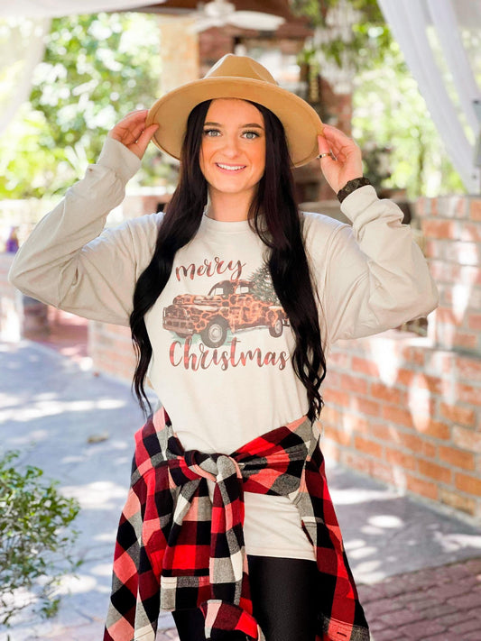 Leopard Merry Christmas Truck Longsleeve
