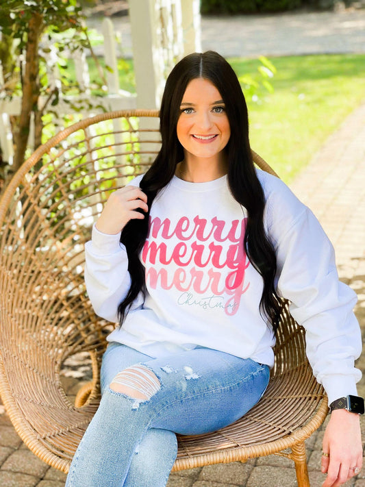 Merry Christmas Red Stacked Sweatshirt