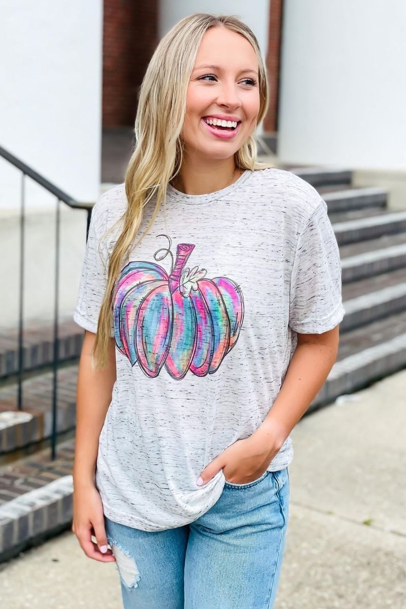 Watercolor Pumpkin Marble Tee